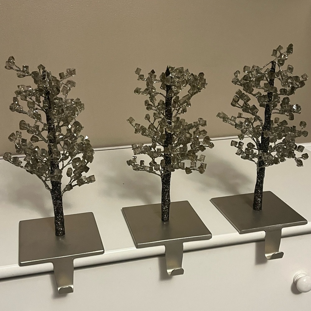 Pottery Barn Faceted Tree Stocking Holders (3)